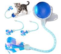 Rocfish Durable Interactive Cat Toys for Indoor Cats, Smart Automatic Cat Chase Ball Toy, Upgraded Speedy Tail Kitten Toy for Bored Indoor Adult Pets (New Blue)