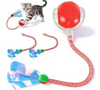 Rocfish Durable Interactive Cat Toys for Indoor Cats, Smart Automatic Cat Chase Ball Toy, Upgraded Speedy Tail Kitten Toy for Bored Indoor Adult Pets (New RED)