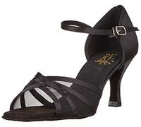 Roch Valley Aphrodite Ladies Latin Shoe with Quick Fasten Strap, Mesh Open Toe and 2.75" Slim Flared Heel Black