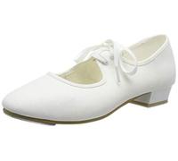 ROCH VALLEY TAP SHOES GIRLS LOW HEEL SILVER WHITE BLACK PU DANCE 5C - 8A LHP