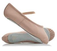 Roch Valley Ophelia Leather Ballet Shoes Full Suede Sole Pre-Attached Elastics New Improved Sizing! (10.5 EUR 28.5 (Child), Pink)
