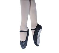 Roch Valley Ophelia Leather Ballet Shoes Full Suede Sole Pre-Attached Elastics New Improved Sizing! (2.5 EUR 35, Black)