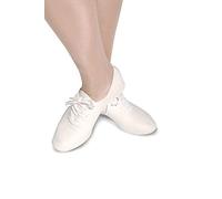 Roch Valley Unisex Leather Jazz Shoes for Modern Dance, Jazz Dance & Performing Arts Style AJSR in Black or White from Ltd - UK Manufacturer C11 White