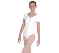 Roch Valley Women's Jeanette Short Sleeve Leotard, White, M