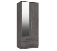 Rochester 2 Door Combi Robe With Mirror - Dark Grey Oak On Express Delivery And Ready Assembled