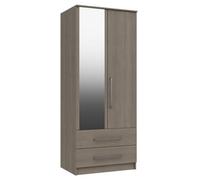 Rochester 2 Door Combi Robe With Mirror - Grey Oak On Express Delivery And Ready Assembled