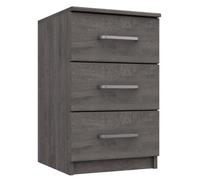 Rochester 3 Drawer Bedside Chest - Dark Grey Oak On Express Delivery And Ready Assembled