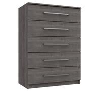 Rochester 5 Drawer Chest - Dark Grey Oak On Express Delivery And Ready Assembled