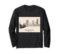 Rochester New York Vintage Skyline Drawing Long Sleeve T-Shirt