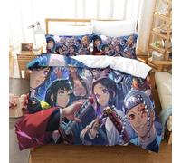 Rochile Demon Slayer Duvet Cover Set Soft Microfiber Bedding Set for Adults Teenager Kids 3 Piece Set with Zipper Closure for Home Decoration Quilt Cover Single(140x200cm)