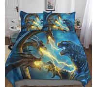 Rochile GodzillaDuvet Cover Set 3D Bedding Set Decorative Microfiber Polyester Comforter Cover with Pillow Shams, Zipper, 3 Piece Set Quilt Cover King（220x240cm）