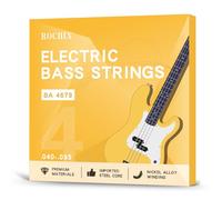 Rochix Bass Strings - BA 4679, steel core wound with nickel alloy, beginner level for new players, durable & easy to play(4 string/set)