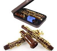 Rochix Oboe Professional Performance Level RHG13 Redwood Body Gold Plated Semi Automatic C Tone with 2 Reeds, 1 Cleaning Cloth, 1 Oboe Swab, 1 Thumb Rest, 1 Case and More
