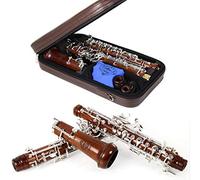 Rochix Oboe Professional Performance Level RHS13 Redwood Body Silver Plated Semi Automatic C Tone with 2 Reeds, 1 Cleaning Cloth, 1 Oboe Swab, 1 Thumb Rest, 1 Case and More