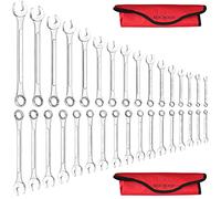 ROCHOOF Combination Wrench Set,33-Piece Chrome Vanadium Steel Wrench Set 12-Point SAE & Metric Wrenches 1/4"-1" and 6-22mm with Rolling Pouch