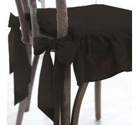 ROCILA 4PCS Princess Frill Cotton Chair Cushion Cover Solid Color Washable Ruffles Seat Mat Cover Flouncing Dinning Chair Pat Decor