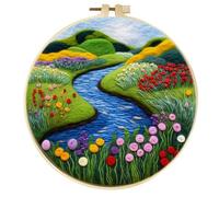 ROCILA DIY Wool Embroidery Kit - Wool Felting Painting Frame - Needle Felting Kit for Kids - Nature Landscape - Non-Foldable