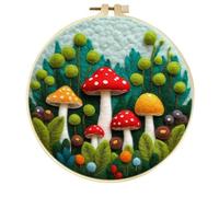 ROCILA Mushroom Wool Felting Painting Kit Needles Tool With Felting Needles Tool Foam Felt Cloth With Embroidery Frame Diy Gift