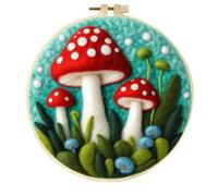 ROCILA Mushroom Wool Felting Painting Kit Needles Tool With Felting Needles Tool Foam Felt Cloth With Embroidery Frame Diy Gift