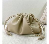 ROCILB 1 PCS Genuine Leather Drawstring Chain Fortune Bag Cloud Soft Bag Fashion Single Shoulder Crossbody Bucket Bag