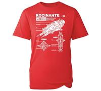 Rocinante Ship Blueprint T-Shirt - Sci-Fi Spaceship Diagram Tee for Fans of The Expanse - MCRN Fast Attack Frigate Design (Red, XL Years)
