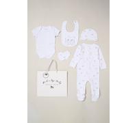 Rock a Bye Baby 5-Piece Animal Rainbow Print All in One Baby Gift Set in White | Size: 3-6 m Rock a Bye Baby White 3-6 m