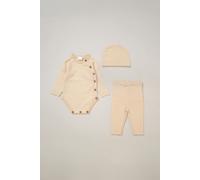 Rock a Bye Baby Baby 3-Piece Knit Bodysuit, Leggings & Hat Set in Beige | Size: 3-6 m Rock a Bye Baby Beige 3-6 m