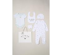 Rock a Bye Baby Boy's 5-Piece Dinosaur Print All in One Baby Gift Set in White | Size: Newborn Rock a Bye Baby White Newborn