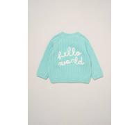 Rock a Bye Baby Boy's Hello World Embroidered Knitted Cardigan in Mint | Size: 3-6 m Rock a Bye Baby Mint 3-6 m