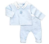Rock A Bye Baby Set Long-Sleeved Shirt Trousers Boys Light Blue White | Motif: Stars | Outfit 2 Pieces for Newborns & Toddlers | Size: 62 (0-3 Months)