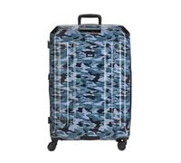 Rock Alpine Large Hard Shell Suitcase in Blue Camouflage - Expandable Luggage with Corner Protectors, Hooked Bumper Sides, 360 Swivel-Wheels & TSA Combination Lock - 75x49x31cm 94L Capacity