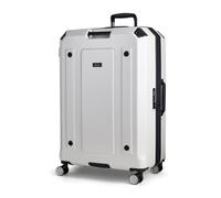 Rock Alpine Large Hard Shell Suitcase in White - Expandable Luggage with Corner Protectors, Hooked Bumper Sides, 360 Swivel-Wheels & TSA Combination Lock - 75x49x34.5cm 94L Capacity