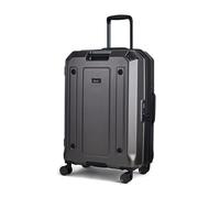 Rock Alpine Medium Hard Shell Suitcase in Charcoal - Expandable Luggage with Corner Protectors, Hooked Bumper Sides, 360 Swivel-Wheels & TSA Combination Lock - 65 x43x32.5 65L Capacity