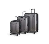 Rock Alpine Set of 3 Hard Shell Suitcase in Charcoal - Expandable Luggage with Corner Protectors, Hooked Bumper Sides, 360 Swivel-Wheels & TSA Combination Lock - Small, Medium, Large