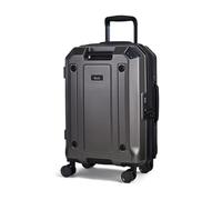 Rock Alpine Small Hard Shell Suitcase in Charcoal - Expandable Luggage with Corner Protectors, Hooked Bumper Sides, 360 Swivel-Wheels & TSA Combination Lock - 55 x37x28.5cm 39L Capacity