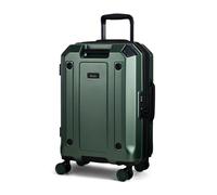 Rock Alpine Small Hard Shell Suitcase in Dark Green - Expandable Luggage with Corner Protectors, Hooked Bumper Sides, 360 Swivel-Wheels & TSA Combination Lock - 55 x37x28.5cm 39L Capacity