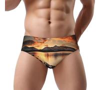 Rock And Lake Under Sunset Print Men'S Triangle Briefs Low Rise Soft Breathable Sweat Absorbent Underwear (S-3xl) Black