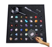 Rock and Mineral Collection - Magnifying Glass Rock, Gemstones & Crystals Kit, Protection Stone Natural Gem, Crystals and Mineral Gemstone Collection Geology Science Stem for Boys & Girls