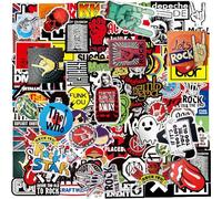 Rock and Roll 100PCS Trendy Music Band Stickers Packs for Adults Teens, Vinyl Waterproof Cool Punk Stickers Graffiti Decals for Skateboard, Computer, Scooter, Laptop, Snowboard, Guitar