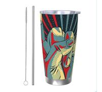 Rock and Roll 20oz Stainless Steel Tumbler with Lid and Straw â€“ Double-Wall Insulated Travel Cup for Hot & Cold Drinks