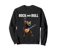 Rock and Roll Cat Playing Guitar Rock Band Funny Cat Sweatshirt