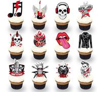 Rock and Roll Cupcake Topper 80's Heavy Metal Themed Birthday Party Decorations Born to Rock Birthday Punk Party Supplies Rock and Roll Baby Shower Cupcake Topper
