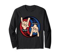Rock and Roll Devil Horns Hand Gesture Yin Yang Long Sleeve T-Shirt