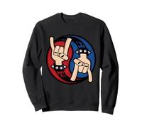 Rock and Roll Devil Horns Hand Gesture Yin Yang Sweatshirt