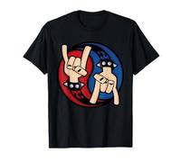 Rock and Roll Devil Horns Hand Gesture Yin Yang T-Shirt