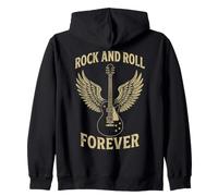 Rock And Roll Forever Winged Electric Guitar Vintage Zip Hoodie