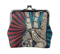 Rock and Roll Full Double-Sided Printed Pattern Women's and Girls' Fashionable Leather Kiss Lock Coin Purse Card Bag