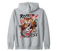 Rock and Roll Guitar Classic Japanese Tiger Tattoo Irezumi Zip Hoodie