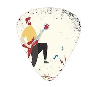 Rock and Roll Guitar Picks 12 Pack Universal ABS Guitar Picks,Grungy Pattern of a Man Performing,for Acoustic and Electric Guitar,Ivory Multicolor