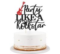 Rock and Roll Happy Birthday Cake Topper,Party Like A Rockstar Cake Topper | for Rock Guitar Theme Baby Shower Rock Star Birthday Party Supplies